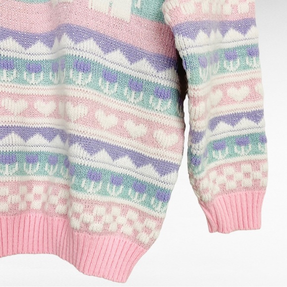 VINTAGE | 1980’s Private Eyes Fairy Kei Kawaii Pastel Elephant Pullover Sweater - Picture 5 of 8